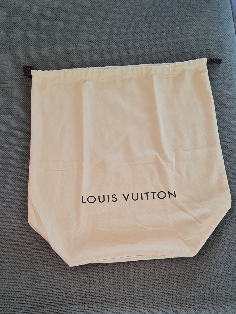 Louis Vuitton Cream Dust Bag with Brown Logo